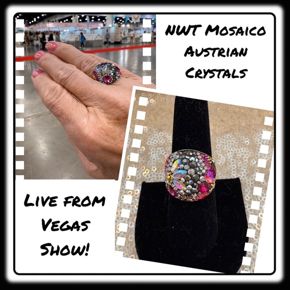 NWT Gorgeous Austrian Crystal / 925 Silver Size 7.5 ring from Mosaico - Picture 1 of 10